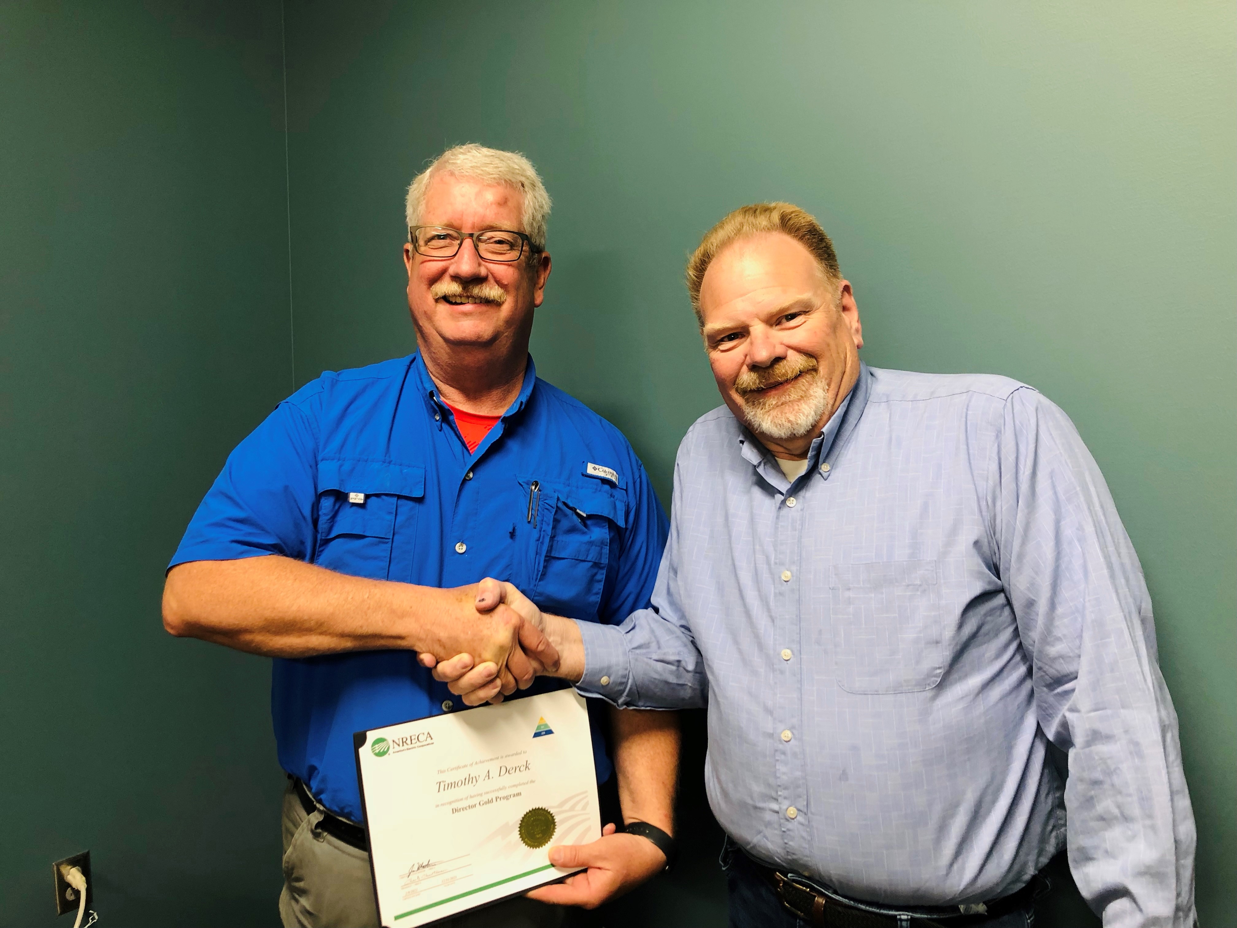 Tim receives his NRECA Director Gold Certificate