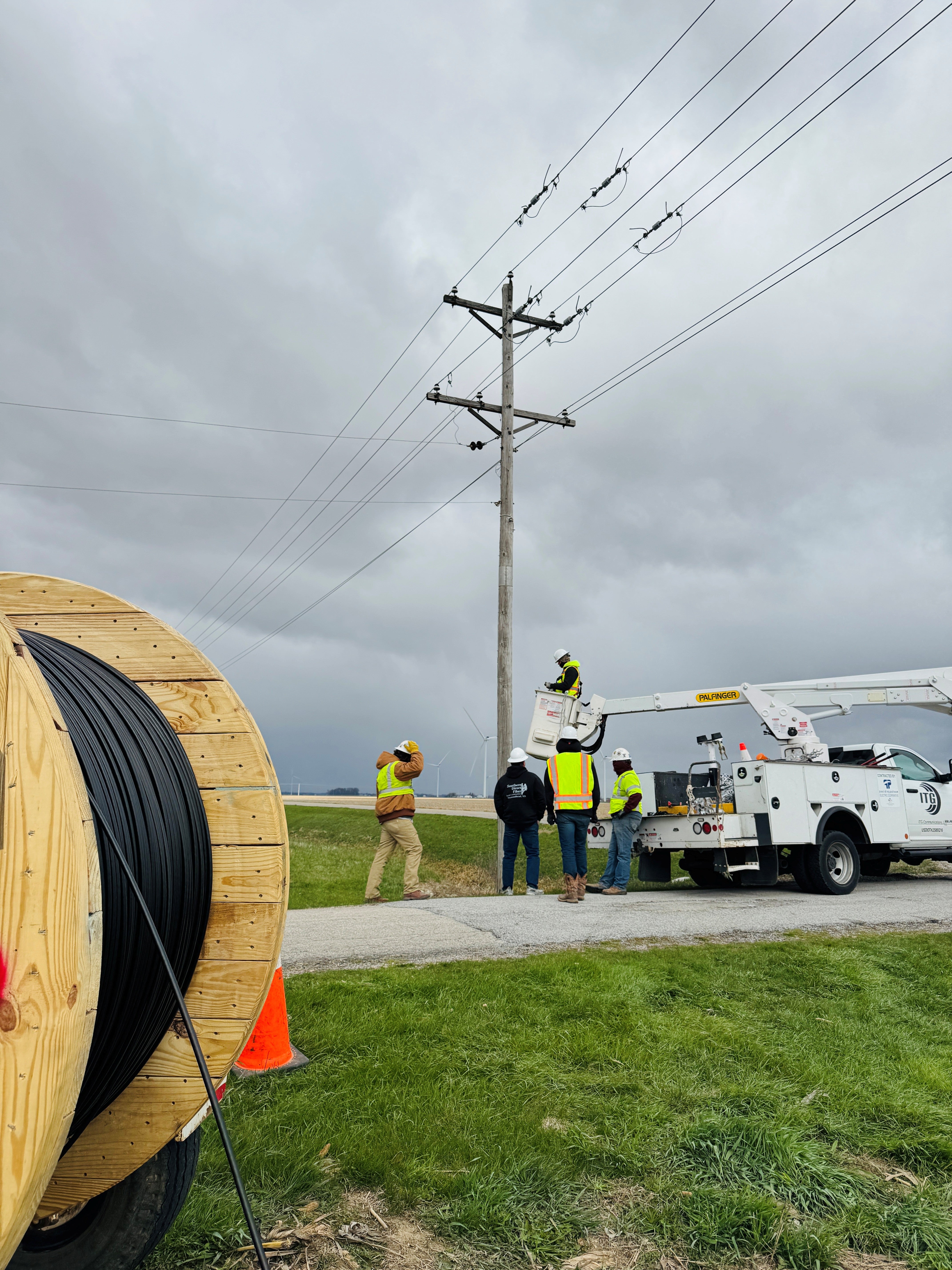 Fiber being installed on poles