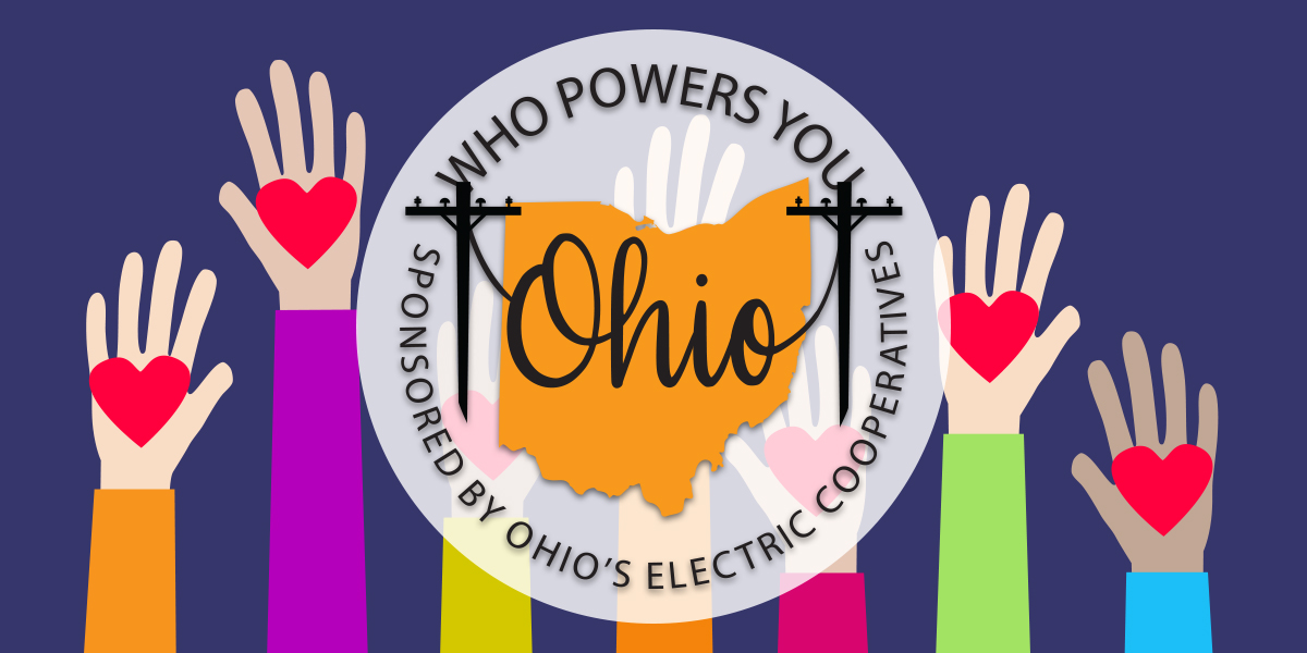 Who Powers you logo with hands in the air