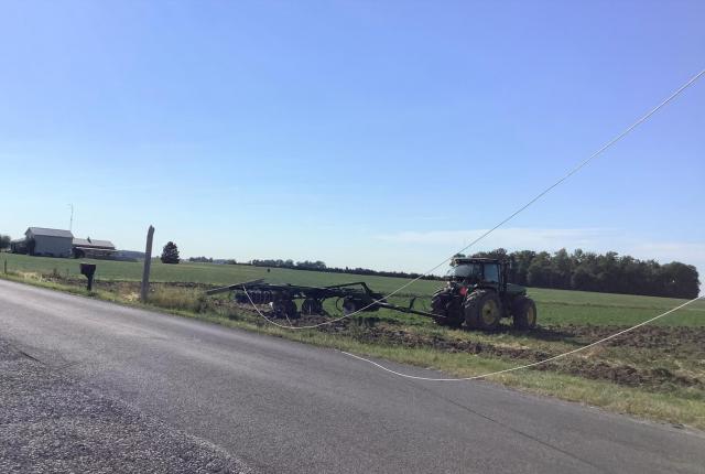 tractor tangled in lines