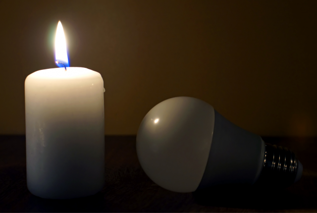Candle with lightbulb