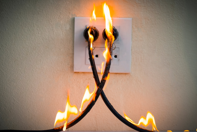 Plug lit on fire